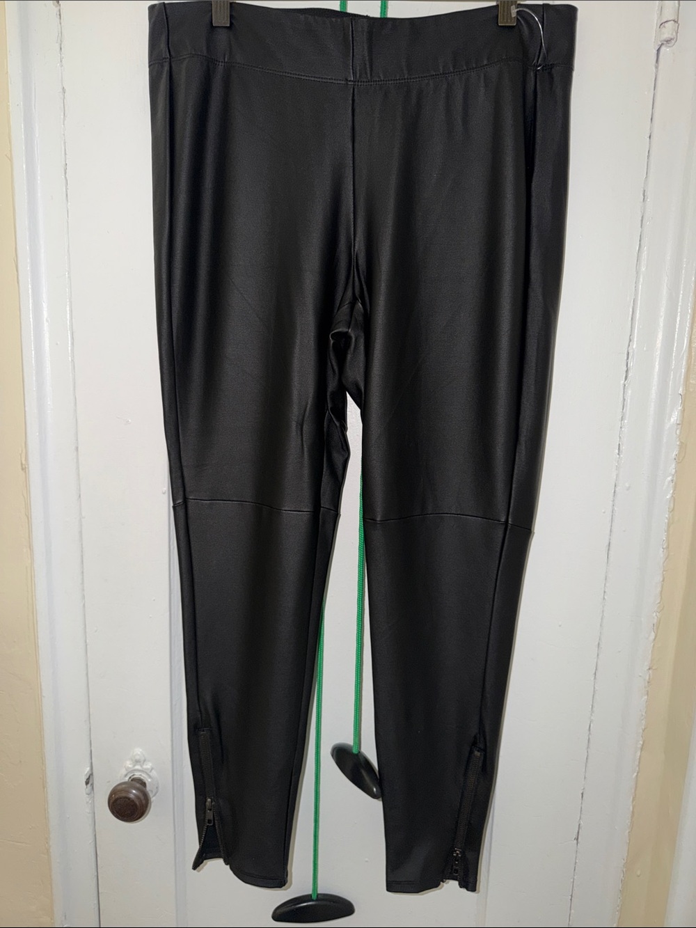 Lane Bryant Black Faux Leather Kids Leggings with Ankle Zips